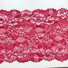 3.6 m Bright Pink Two Tone Soft Wide Stretch Lace Trim 18 cm/7"