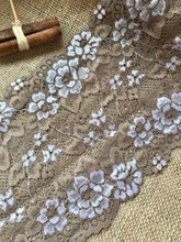 Taupe Mocha Coffee Two Tone Soft Wide Stretch Lace Trim 18 cm/7"