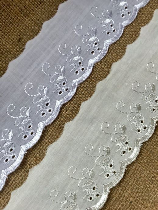 Coton de qualité Blanc, Crème ou Noir Broderie Anglaise Lace Trim 3 »