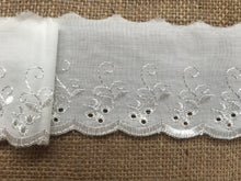 Quality Cotton White, Cream or Black  Broderie Anglaise Lace Trim 3"