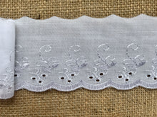 Quality Cotton White, Cream or Black  Broderie Anglaise Lace Trim 3"