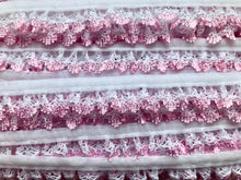 Pretty Frilled Gathered Nottingham Lace 3/4" 1.7 cm White or White/Pink