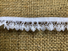 Pretty Frilled Gathered Nottingham Lace 3/4" 1.7 cm White or White/Pink