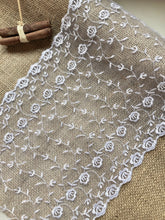 White Embroidered Wide Tulle Double Scalloped Lace 22 cm/8.5"