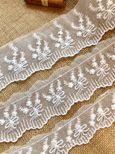 Vintage French Cotton Tulle Lace Trim  White Lace 8 cm/ 3"