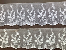 Vintage French Cotton Tulle Lace Trim  White Lace 8 cm/ 3"