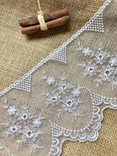 Stunning Delicate Ivory French Embroidered French Tulle 15.5 cm