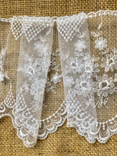 Stunning Delicate Ivory French Embroidered French Tulle 15.5 cm