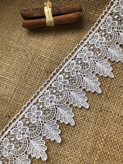 Beautiful White  Guipure Venise Lace Trim 2.75