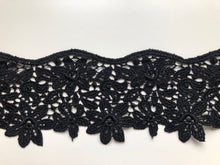 Belle bordure en dentelle Guipure Venise noire 8 cm/3" 