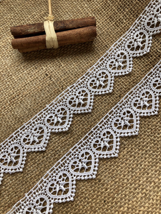 White, Ivory, Red or Black Hearts Guipure Lace Trim  1.5