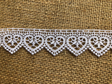 White, Ivory, Red or Black Hearts Guipure Lace Trim  1.5"