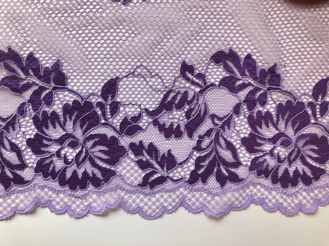 Victorian Stretch Lace - Fabric by the yard - Lilac