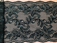 Quality Dark Green/Metallic Two-Tone Wide Soft Stretch Lace   23 cm/9"