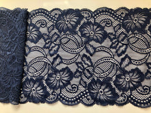 Navy Blue Soft Stretch French Lace   18 cm/7"