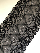 Black Extra  Wide Soft Stretch Scalloped Lace   20 cm/8"
