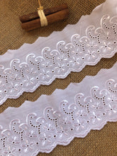 Quality Cotton White Broderie Anglaise Embroidered Lace Trim 3"