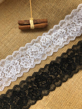 White or Black Soft Stretch Nottingham Scalloped Lace 2.5"/7 cm