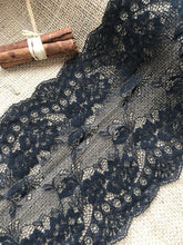 Black Delicate Clipped Lace Wide 7.5"/19 cm