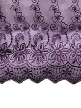 Purple Embroidered Voile Scalloped Lace 15 cm/6"