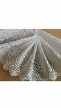 Grey Embroidered Voile Scalloped Lace 15 cm/6"