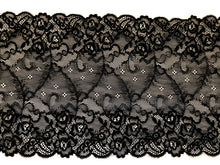 Black Extra  Wide Soft Stretch Scalloped Lace   20 cm/8"