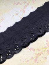 Quality Navy Blue Cotton Broderie Anglaise  Lace Trim  3"